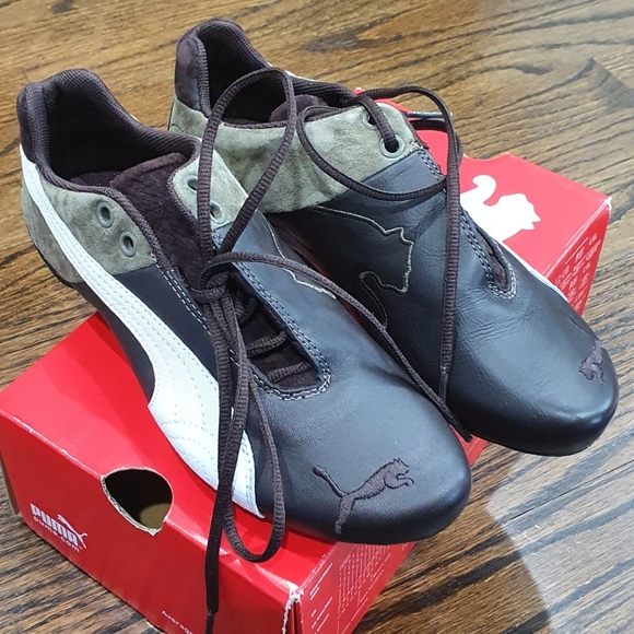 Puma Shoes - Puma Brown White Leather Athletic Shoes